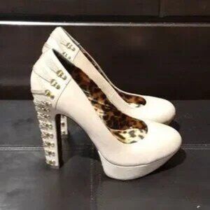 Betsey Johnson Women's Leather Tall Beige Tan High Heel Shoes Roped Heel's 7.5M
